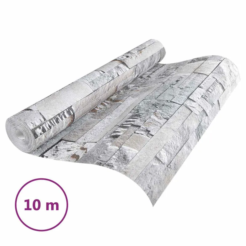 3D akmens tapetai Pilka 10 x 0,53 m Nekvėpuojantis audinys
