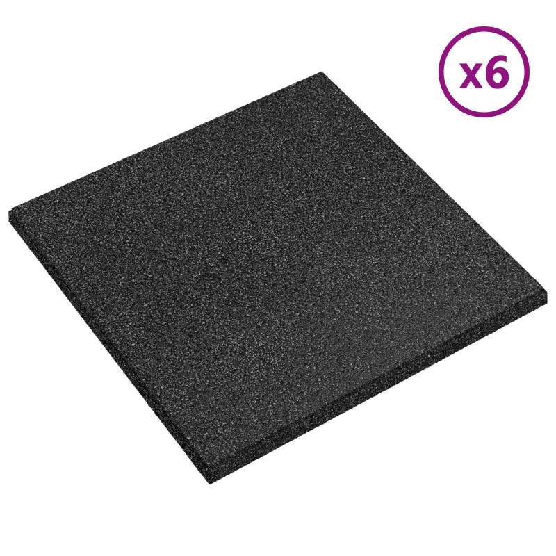 Kritimo apsaugos plytelės 6 pcs Juoda 50 x 50 cm Guma