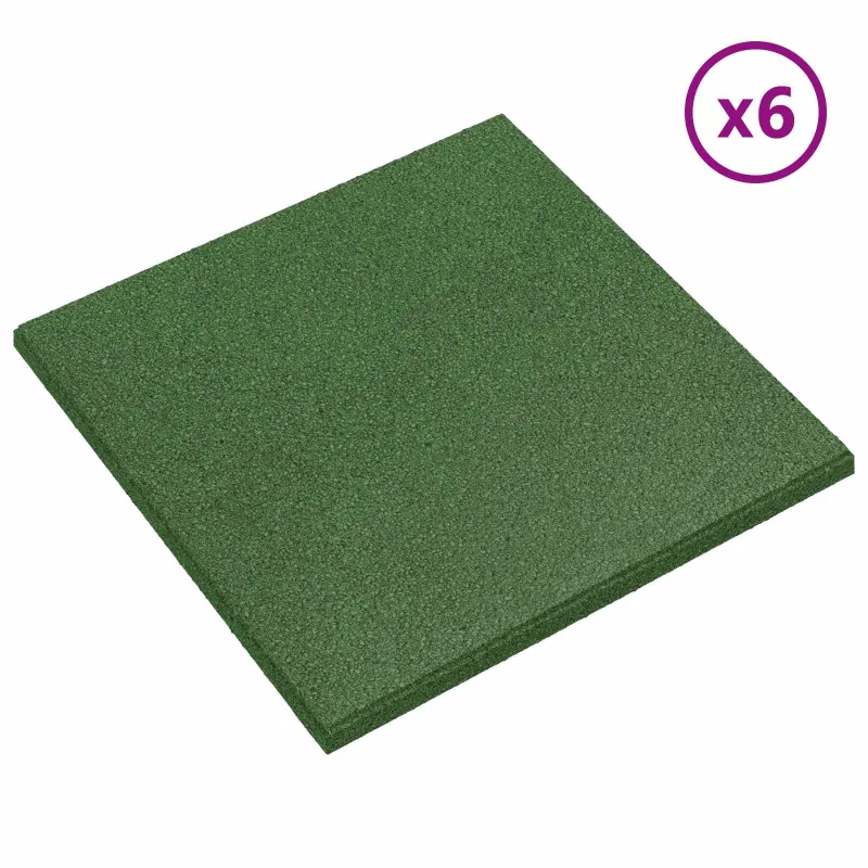 Kritimo apsaugos plytelės 6 pcs Žalia 50 x 50 cm Guma