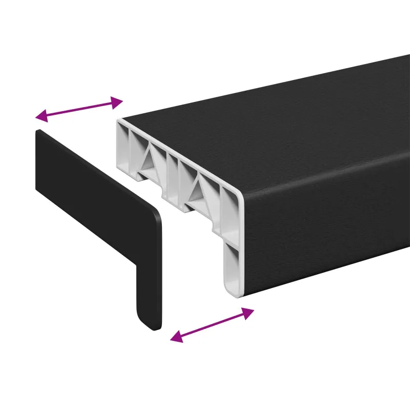 Langų palangė Juoda su medienos tekstūra 140 x 15 x 4,5 cm PVC