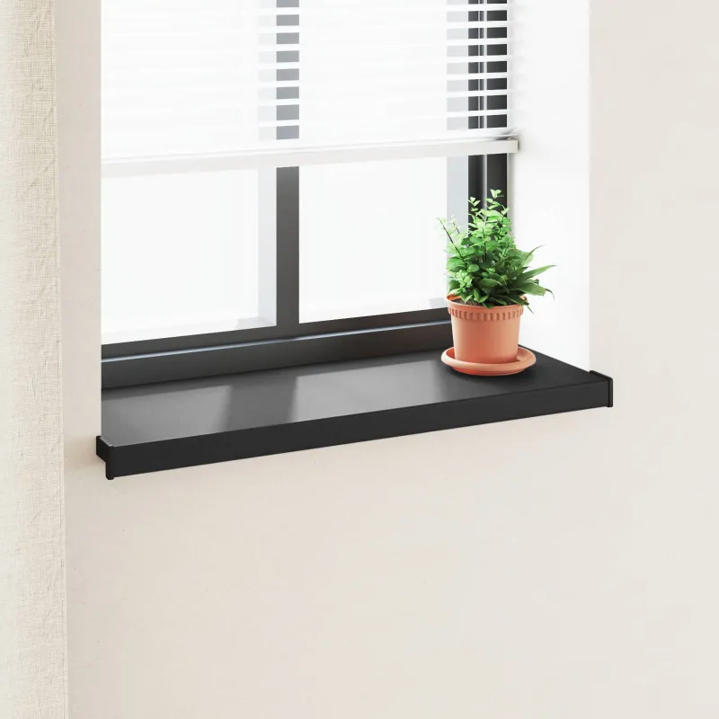 Langų palangė Juoda su medienos tekstūra 100 x 30 x 4,5 cm PVC