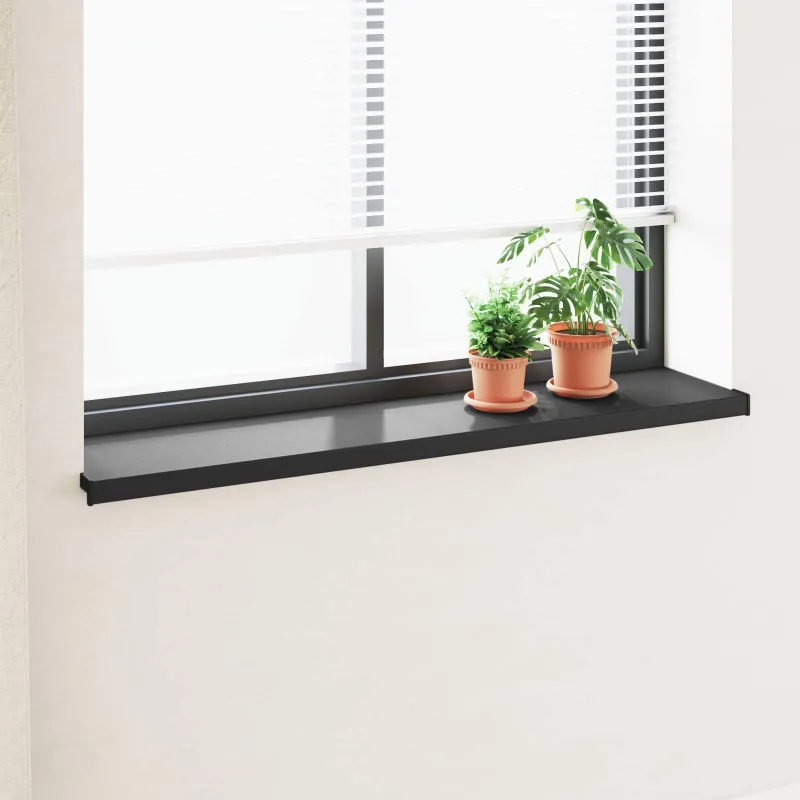 Langų palangė Juoda su medienos tekstūra 160 x 30 x 4,5 cm PVC