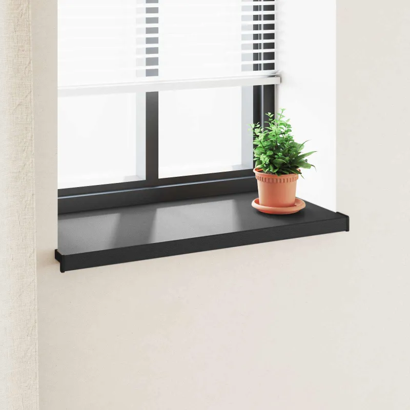 Langų palangė Juoda su medienos tekstūra 80 x 40 x 4,5 cm PVC