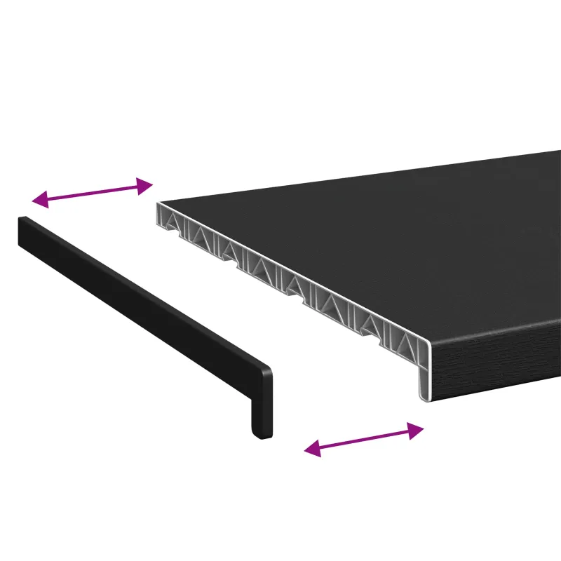 Langų palangė Juoda su medienos tekstūra 100 x 45 x 4,5 cm PVC