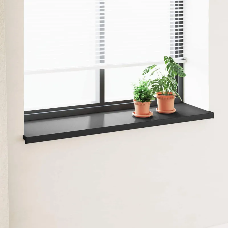 Langų palangė Juoda su medienos tekstūra 160 x 45 x 4,5 cm PVC