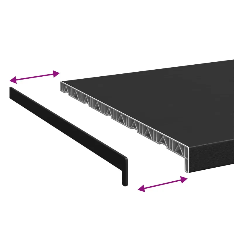 Langų palangė Juoda su medienos tekstūra 80 x 50 x 4,5 cm PVC