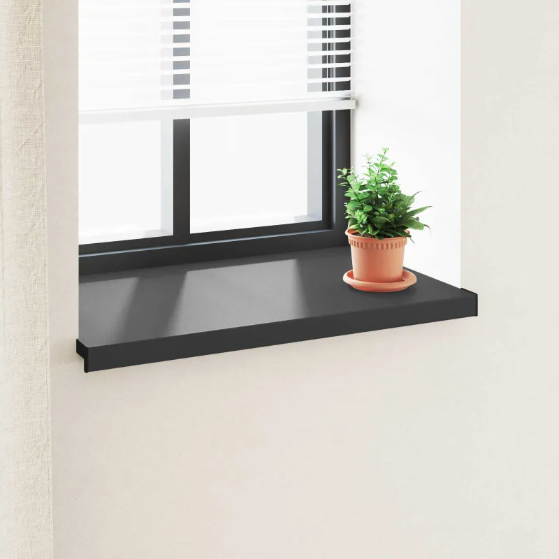 Langų palangė Juoda su medienos tekstūra 100 x 50 x 4,5 cm PVC