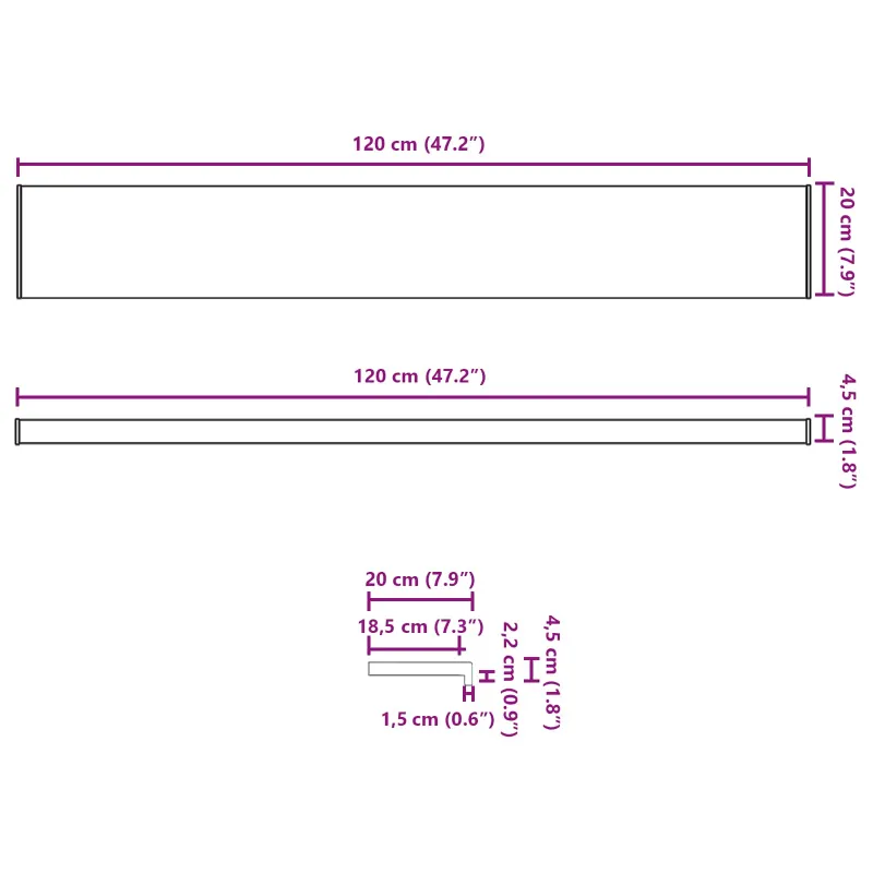 Langų palangė Ruda mediena 120 x 20 x 4,5 cm PVC