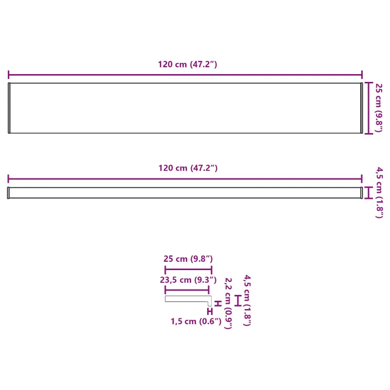 Langų palangė Ruda mediena 120 x 25 x 4,5 cm PVC
