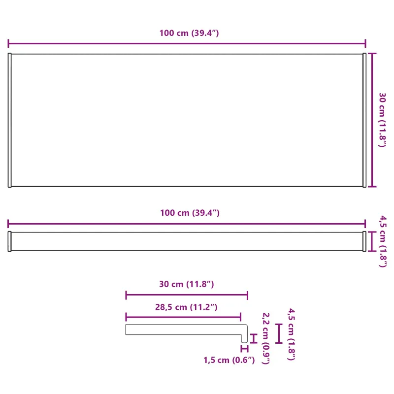 Langų palangė Ruda mediena 100 x 30 x 4,5 cm PVC