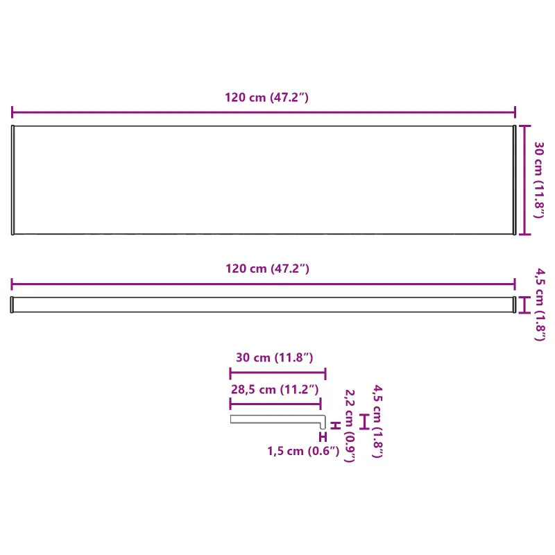 Langų palangė Ruda mediena 120 x 30 x 4,5 cm PVC