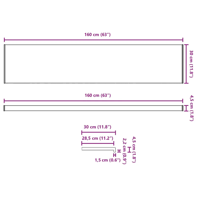 Langų palangė Ruda mediena 160 x 30 x 4,5 cm PVC