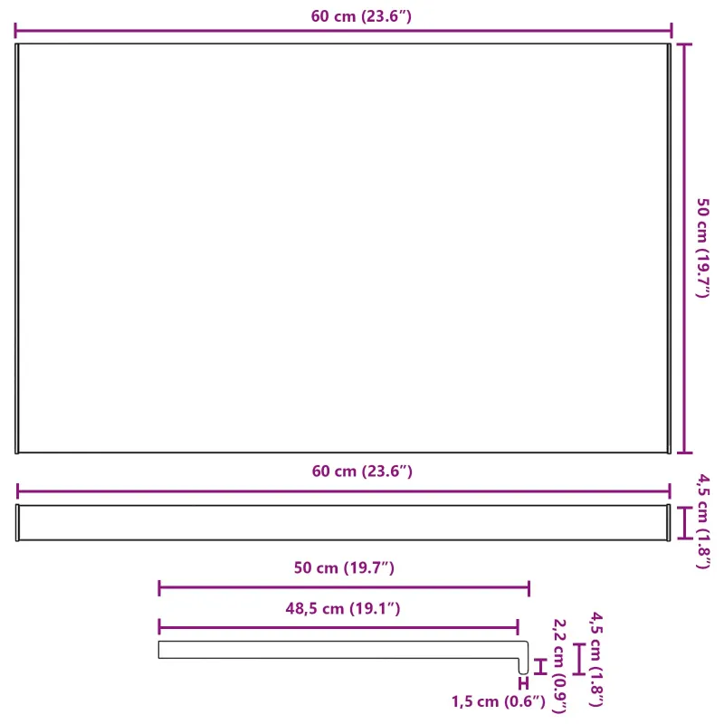 Langų palangė Ruda mediena 60 x 50 x 4,5 cm PVC