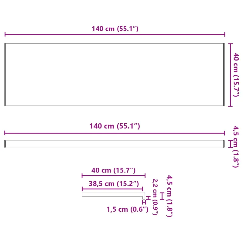 Langų palangė Marmurinė tekstūra 140 x 40 x 4,5 cm PVC