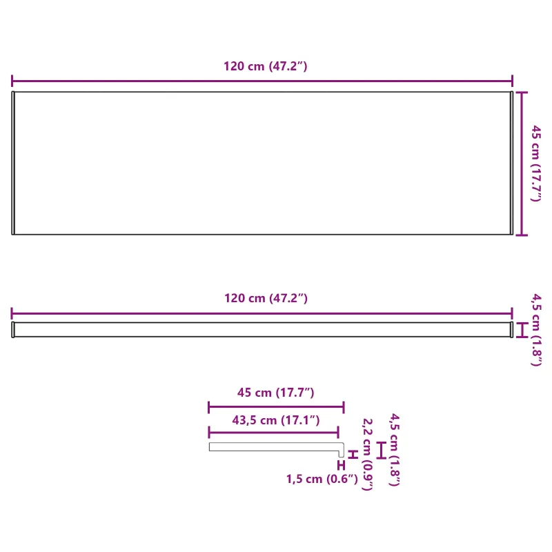 Langų palangė Marmurinė tekstūra 120 x 45 x 4,5 cm PVC