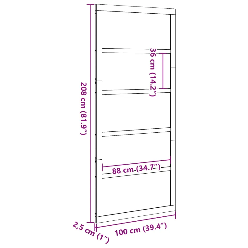 Tvarto durys Natūrali 100 x 2,5 x 208 cm
