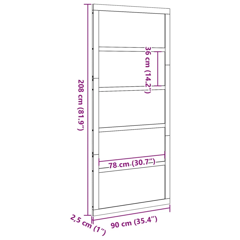 Tvarto durys Balta 90 x 2,5 x 208 cm Pušies medienos masyvas