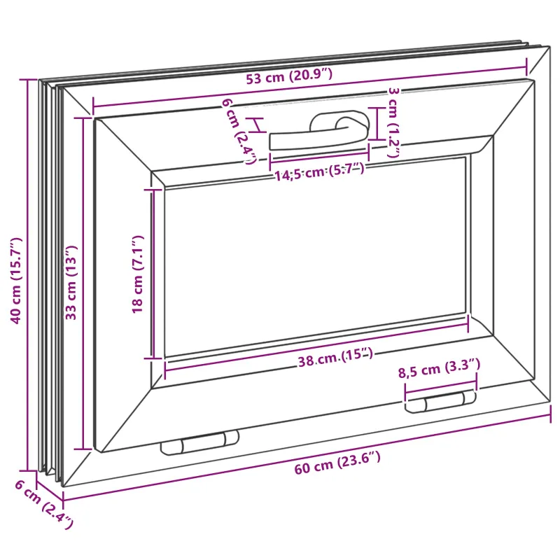 Požeminio lango RISOR 60 x 40 cm PVC ir stiklas Balta