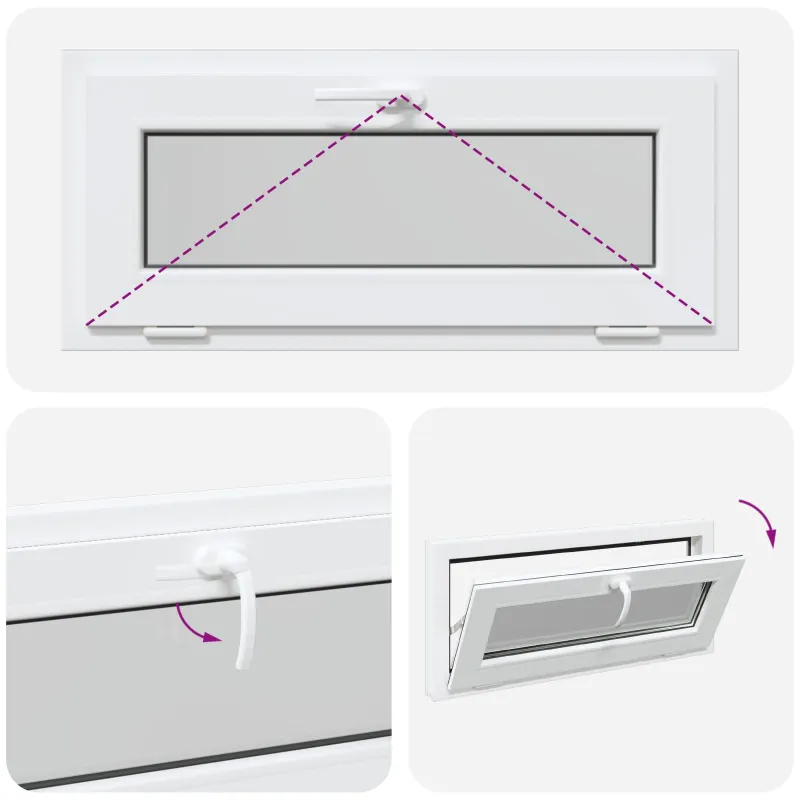 Požeminio lango RISOR 90 x 40 cm PVC ir stiklas Balta