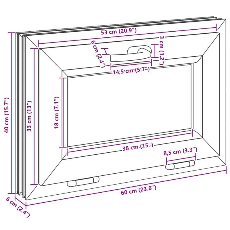 Požeminio lango RISOR 60 x 40 cm PVC ir stiklas Balta