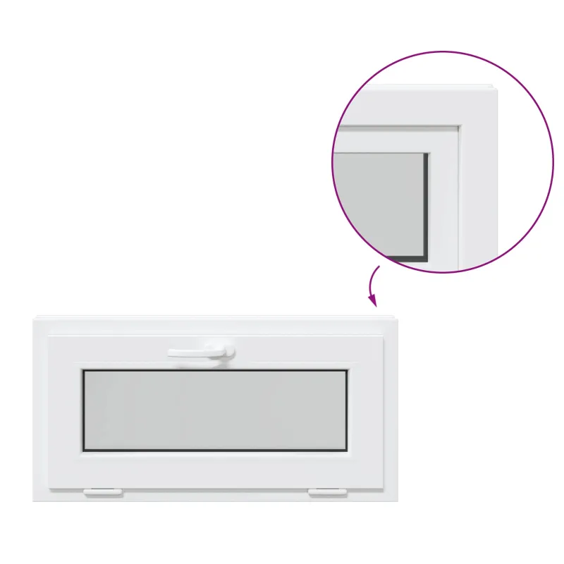 Požeminio lango RISOR 80 x 40 cm PVC ir stiklas Balta