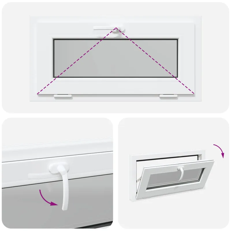 Požeminio lango RISOR 80 x 40 cm PVC ir stiklas Balta