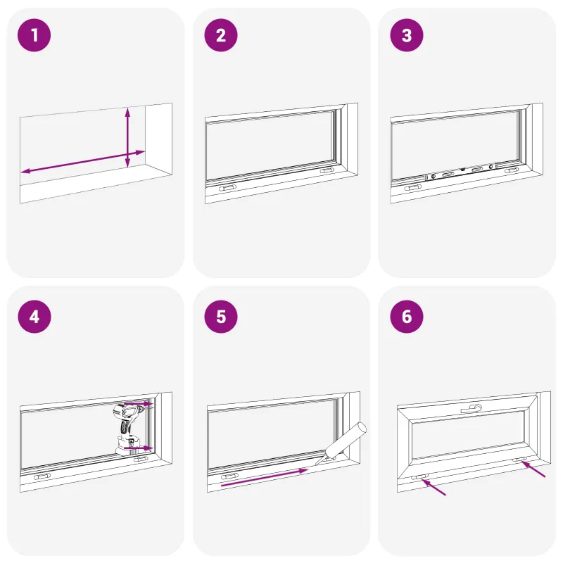 Požeminio lango RISOR 80 x 40 cm PVC ir stiklas Balta
