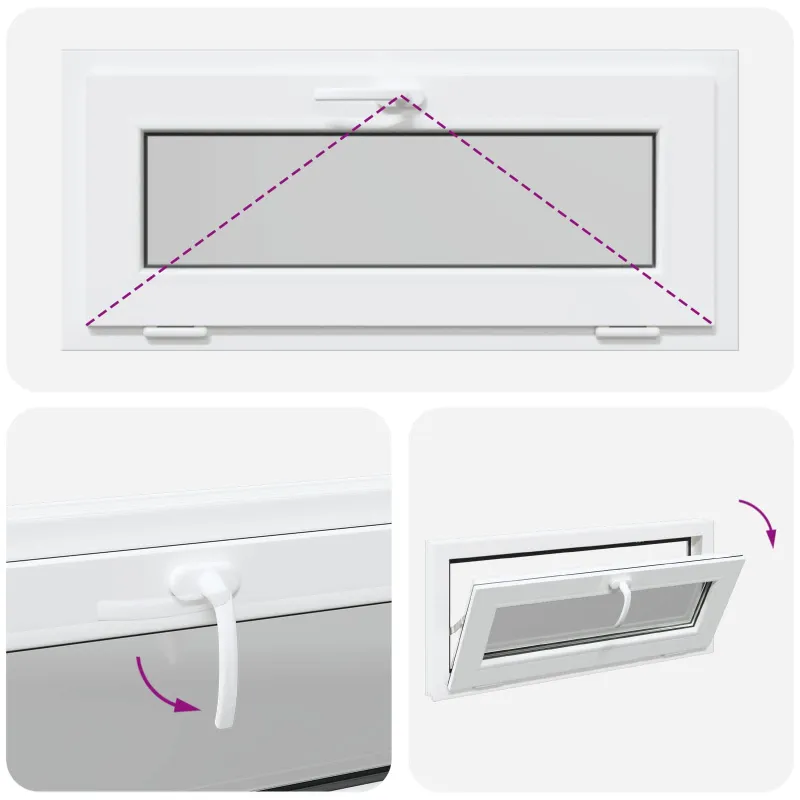 Požeminio lango RISOR 90 x 40 cm PVC ir stiklas Balta