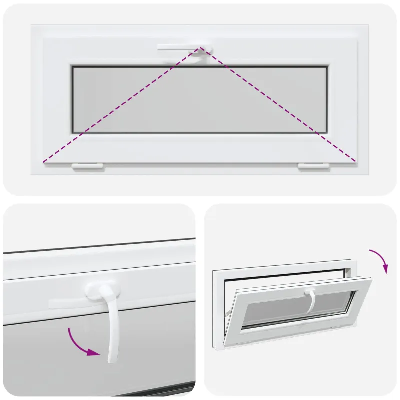 Požeminio lango RISOR 90 x 40 cm PVC ir stiklas Antracito