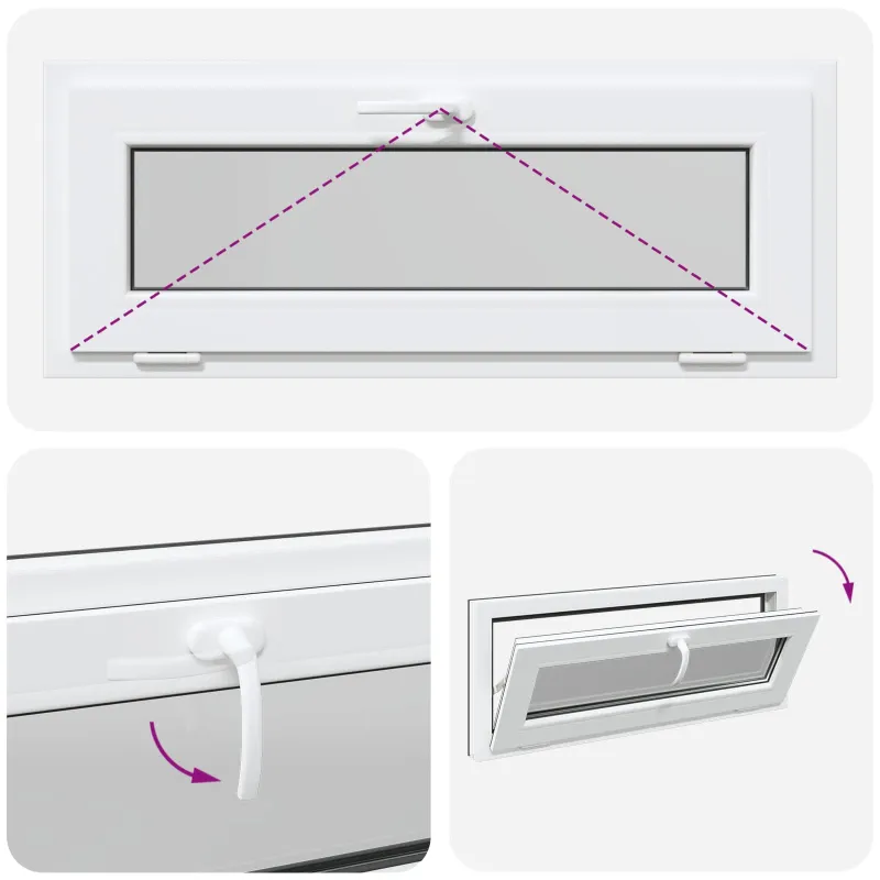 Požeminio lango RISOR 110 x 40 cm PVC ir stiklas Antracito