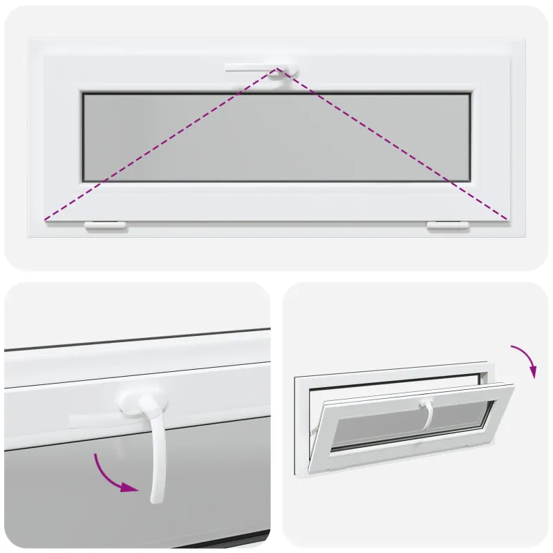 Požeminio lango RISOR 100 x 40 cm PVC ir stiklas Antracito