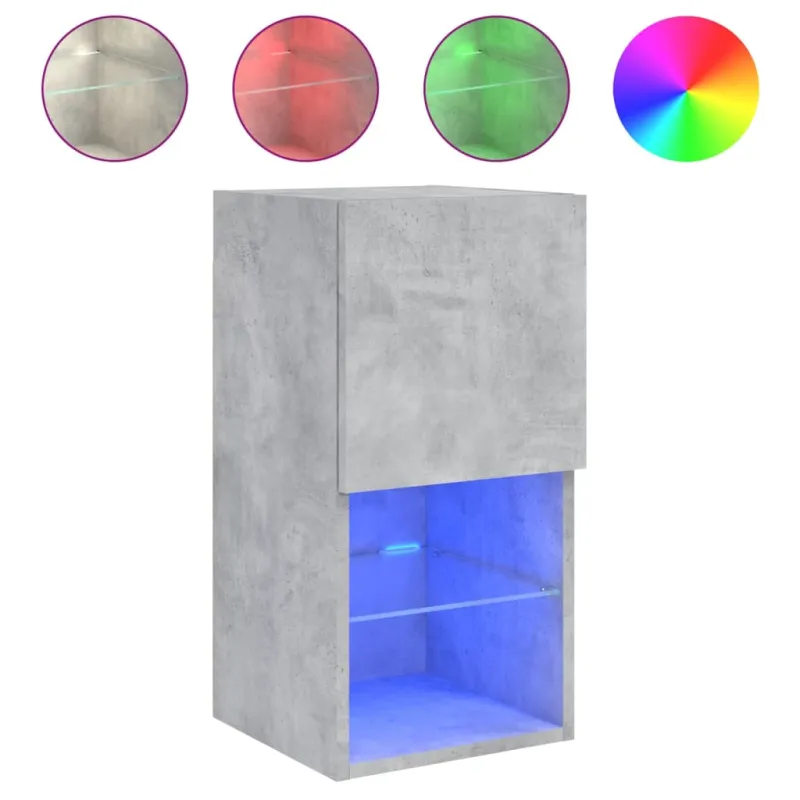 TV spintelės su LED lemputėmis, 2vnt., betono, 30,5x30x60cm