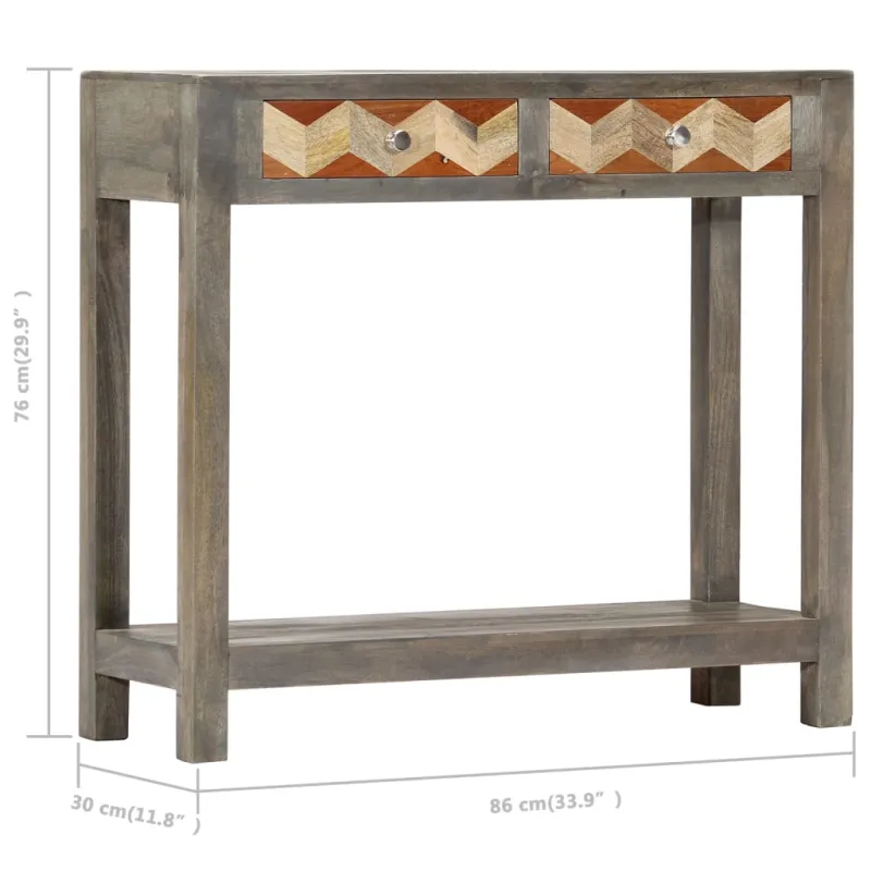 Konsolinis staliukas, pilkas, 86x30x76cm, mango medienos mas.