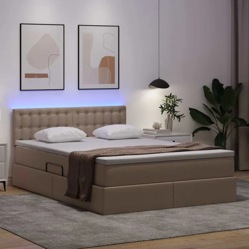 Lova su daiktų laikymo vieta ir LED Kapučino 140 x 200 cm