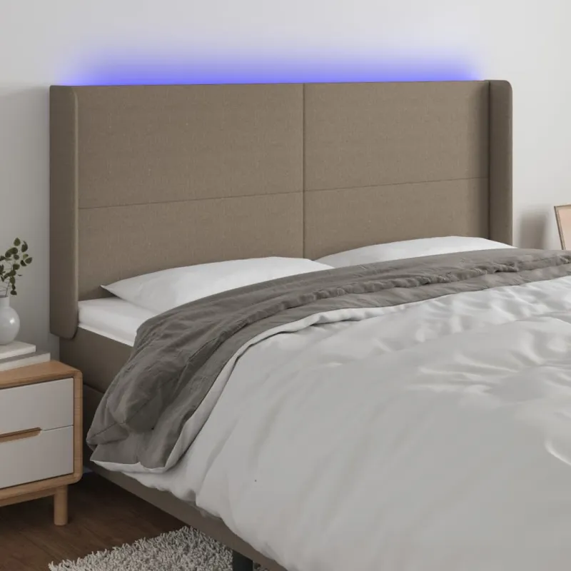 Galvūgalis su LED, taupe spalvos, 163x16x118/128cm, audinys