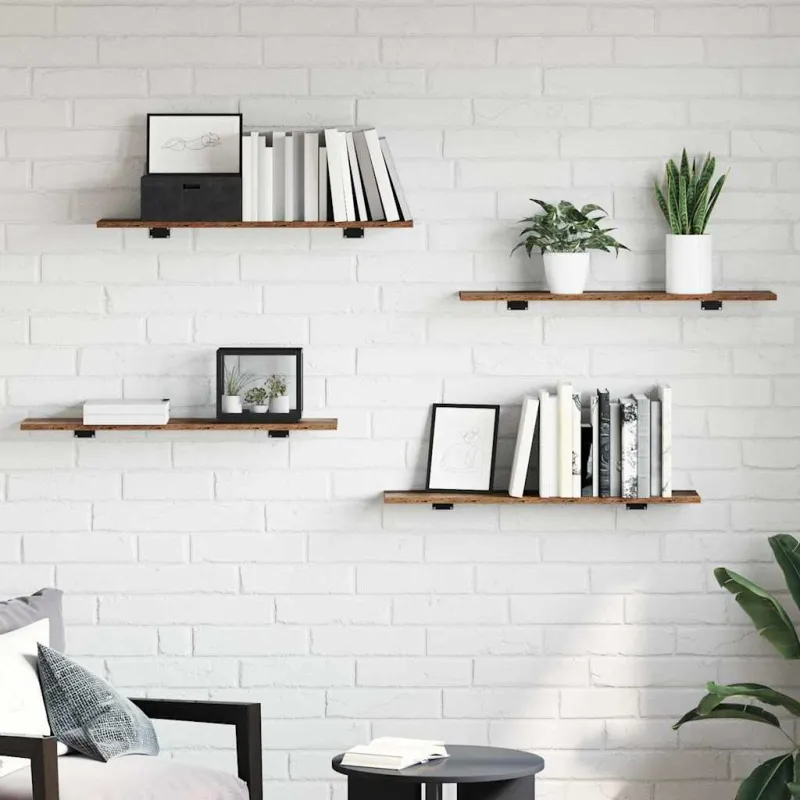 Knygų lentyna 4 pcs Ruda 80 x 20 x 1,5 cm Apdirbta mediena
