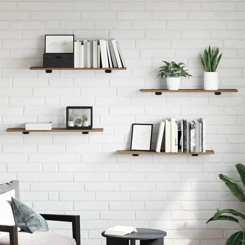 Knygų lentyna 4 pcs Ruda 80 x 20 x 1,5 cm Apdirbta mediena