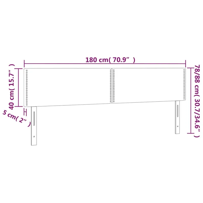 Galvūgalis su LED, tamsiai mėlynas, 180x5x78/88cm, aksomas