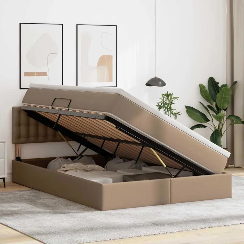 Lova su daiktų laikymo vieta ir LED Kapučino 140 x 190 cm