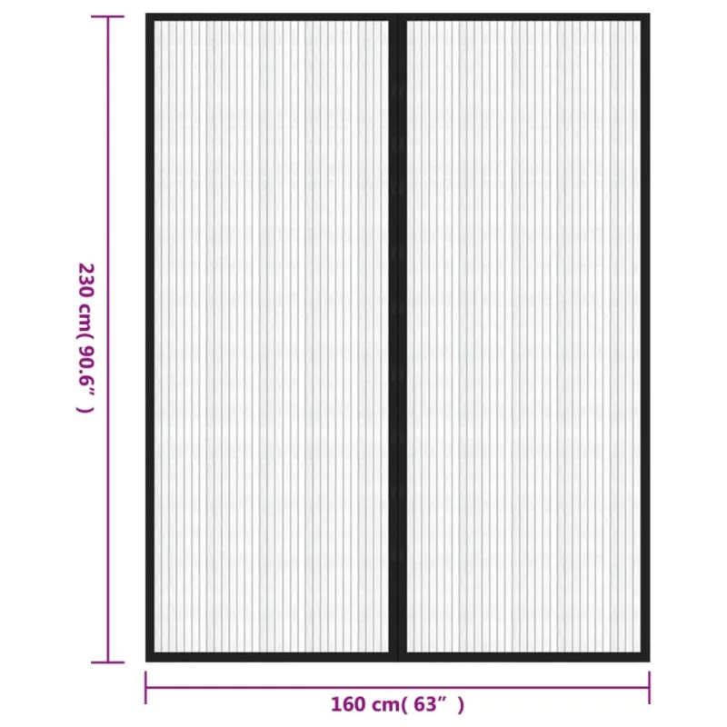 Tinkleliai nuo vabzdžių durims, 2vnt., juodi, 230x160cm