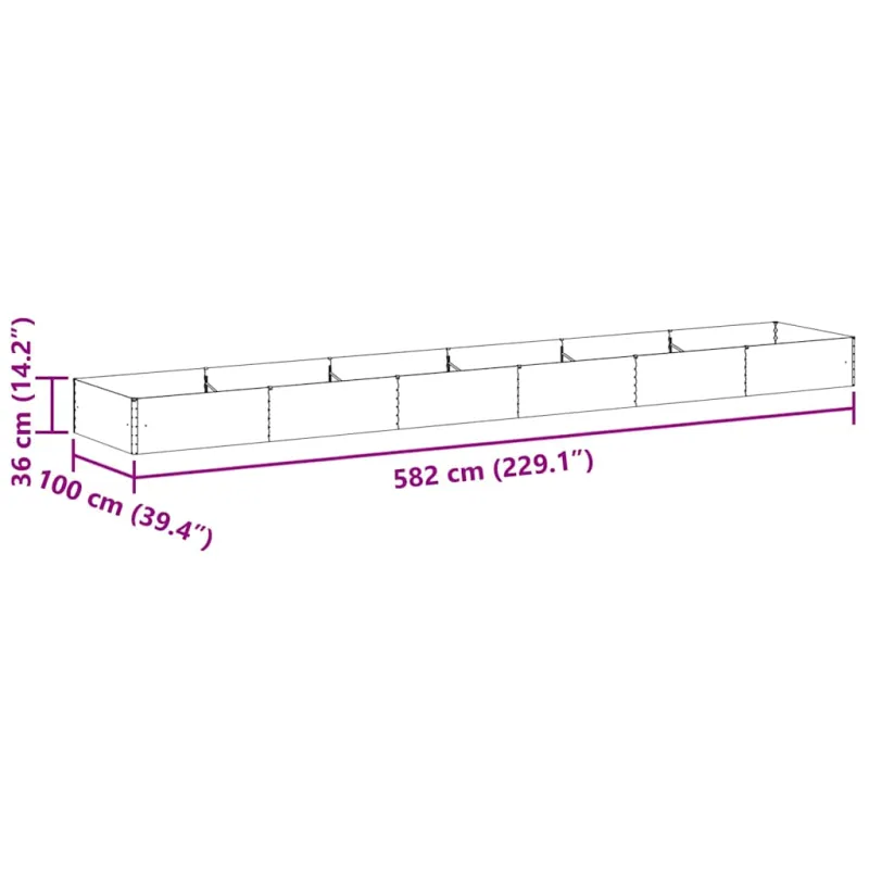 Paaukštinta sodo lova 582 x 100 x 36 cm Cinkuota plienas