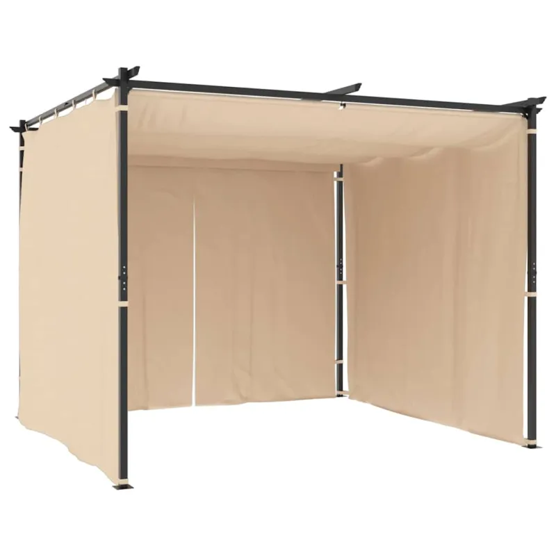 Pavėsinė su užuolaidomis, kreminės spalvos, 3x3m, plienas