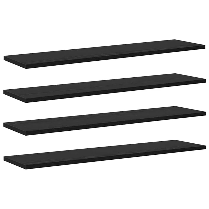 Knygų lentyna 4 pcs Juodas 80 x 20 x 1,5 cm Apdirbta mediena