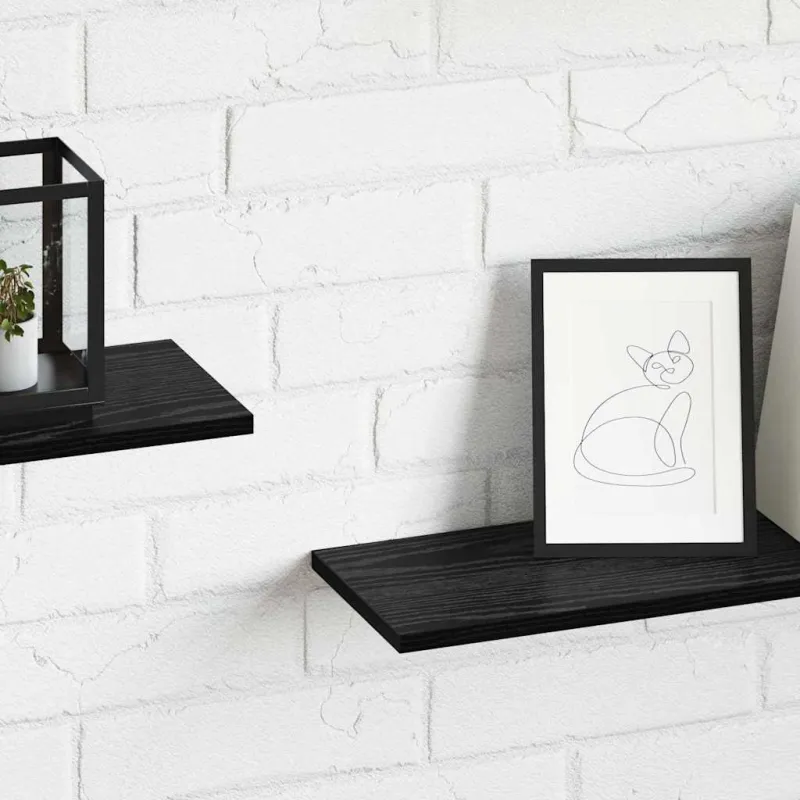 Knygų lentyna 4 pcs Juodas 80 x 20 x 1,5 cm Apdirbta mediena