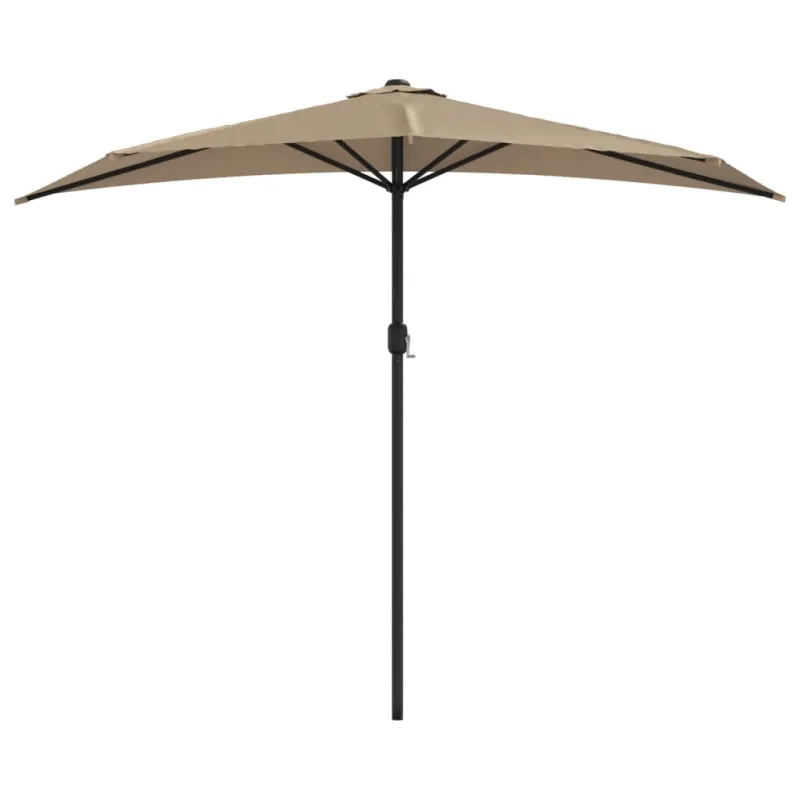Balkono skėtis su aliuminio stulpu, taupe, 270x144cm, pusinis
