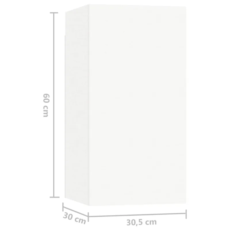 Televizoriaus spintelių komplektas, 5 dalių, baltas, mediena