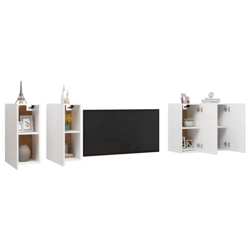 Televizoriaus spintelės, 4vnt., baltos, 30,5x30x60cm, mediena