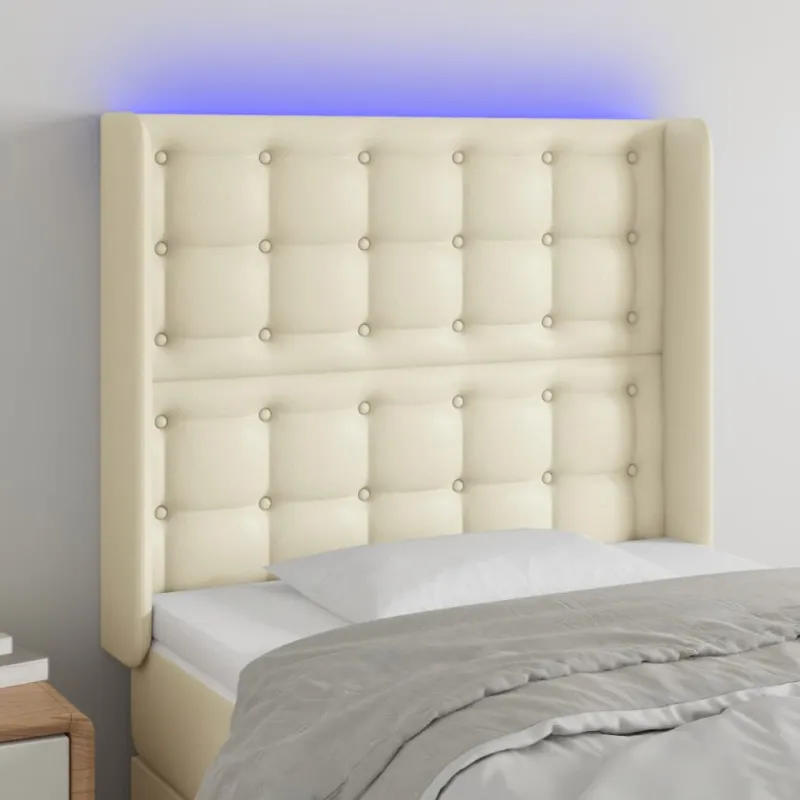 Galvūgalis su LED, kreminės spalvos, 93x16x118/128 cm