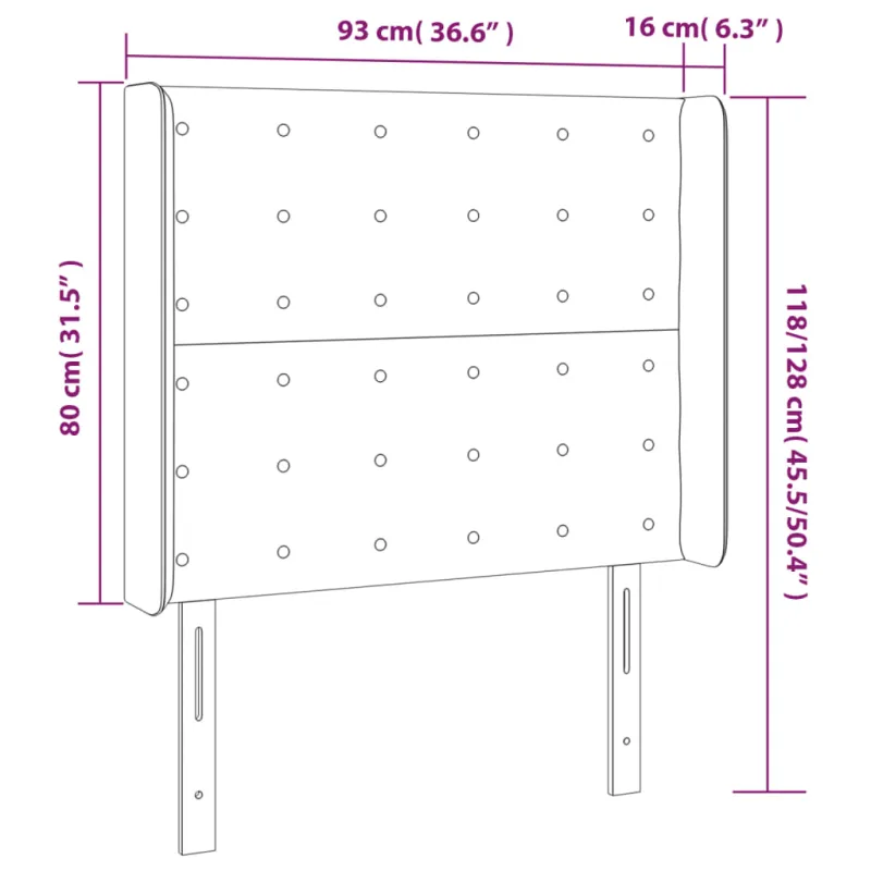 Galvūgalis su LED, kreminės spalvos, 93x16x118/128 cm