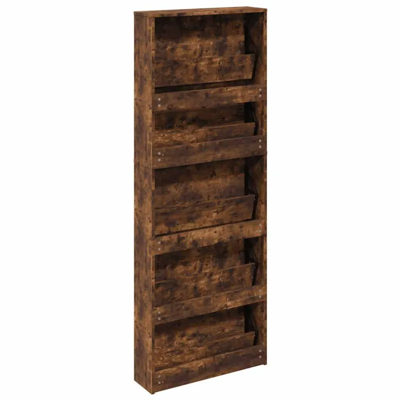 Batų spintelė su veidrodžiu, 5 aukštų, dūminė, 63x17x169,5cm